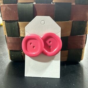 Pink Button Earrings